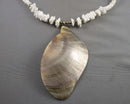 Abalone Shell & Pyrite Pendant Necklace (Vintage) H076-7