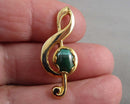 Malachite Gemstone Brooch (Vintage) H077-2