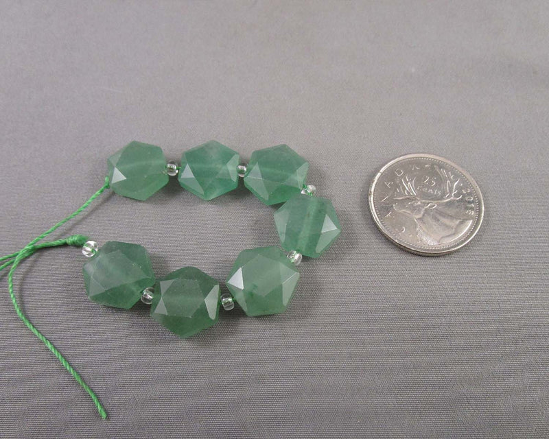 Hexagon Cut Aventurine Beads 12mm C105