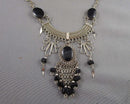 Black Onyx Gemstone Necklace (Vintage) H077-6