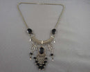 Black Onyx Gemstone Necklace (Vintage) H077-6