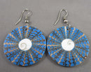 Unique Blue Shell Earrings Vintage H077-13