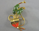 Jade Gemstone Brooch (Vintage) H077-3