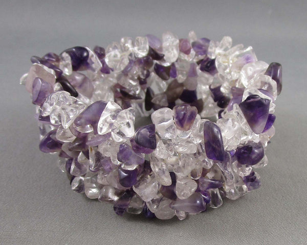 Amethyst & Quartz Chip Bracelet Vintage B076-2