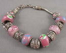 Pandora Style Pink Charm Bracelet (Vintage) H078-8