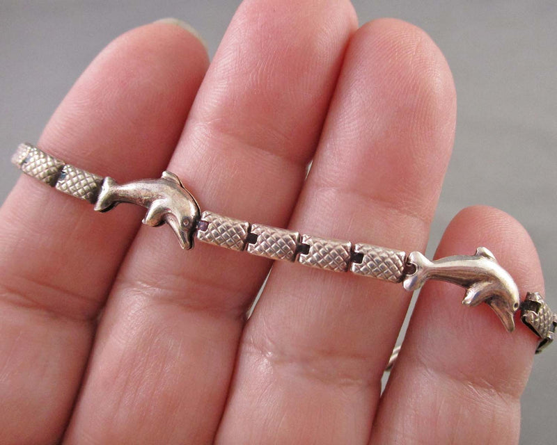 Dolphin Bracelet Sterling Silver 925 (Vintage) B076-8