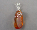 Amber Gemstone Pendant 925 Sterling Silver (Vintage) H078-1