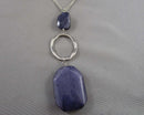 Blue Quartz Gemstone Pendant Necklace (Vintage) H079-4