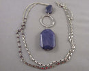 Blue Quartz Gemstone Pendant Necklace (Vintage) H079-4