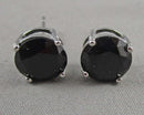 Black Obsidian Earrings 925 Sterling Silver Vintage H079-8