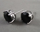 Black Obsidian Earrings 925 Sterling Silver Vintage H079-8