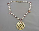 Pearl & Garnet Gemstone Necklace (Vintage) H080-6
