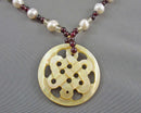 Pearl & Garnet Gemstone Necklace (Vintage) H080-6