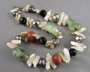 Pearl & Prehnite Gemstone Necklace (Vintage) H080-8