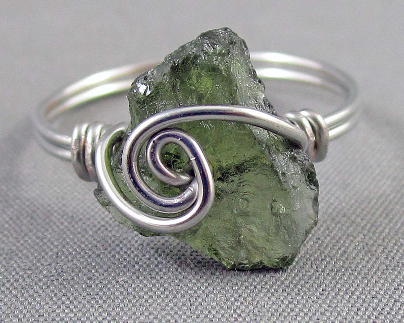 Moldavite Crystal Ring (Sterling Silver or 14KGF) 1pc B059-5