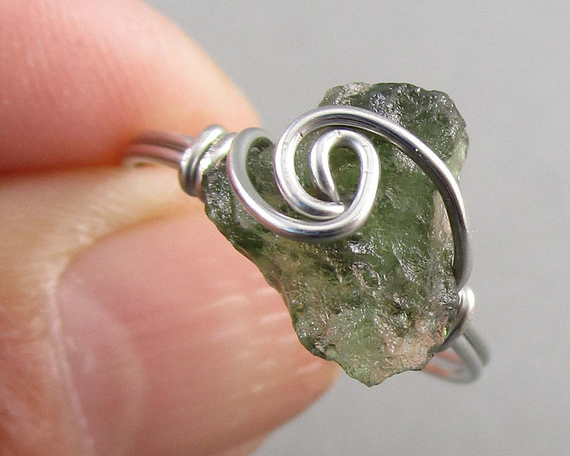 Moldavite Crystal Ring (Sterling Silver or 14KGF) 1pc B059-5