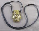 Serpentine Mask Gemstone Pendant Necklace (Vintage) H080-11