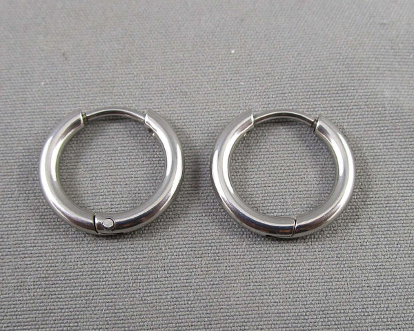 Stainless Steel Huggie Hoop Earrings 1 pair C114