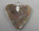 Moss Agate Gemstone Heart Pendant (Vintage) H080-16