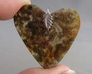 Moss Agate Gemstone Heart Pendant (Vintage) H080-16