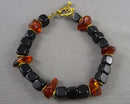 Amber & Onyx Gemstone Bracelet (Vintage) H080-18