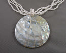 Shell Gemstone Pendant Necklace (Vintage) H081-4