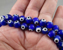 Greek Evil Eye Beads Round (Blue) 8mm Z017