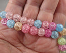 Multi Color Crackle Quartz Beads Round 8mm 15" Strand Z015