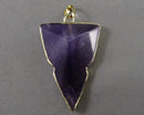Amethyst Gemstone Arrowhead Pendant (Vintage) H081-24