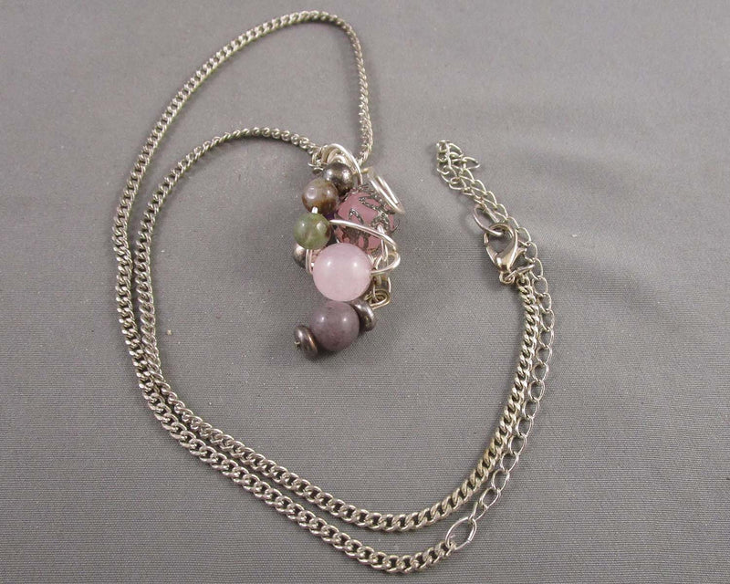 Rose Quartz / Mixed Gemstone Necklace (Vintage) H057-12