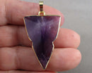 Amethyst Gemstone Arrowhead Pendant (Vintage) H081-24