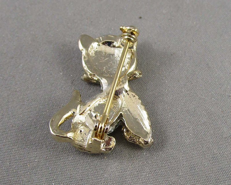 Jade Cat Brooch H057-17 (Vintage)