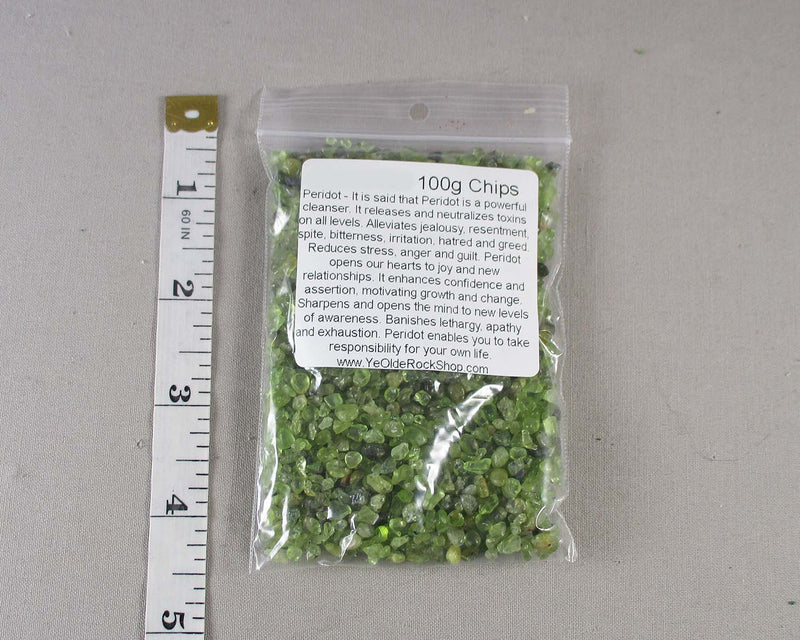 Peridot Stone Chips Undrilled 100g (G097-1)