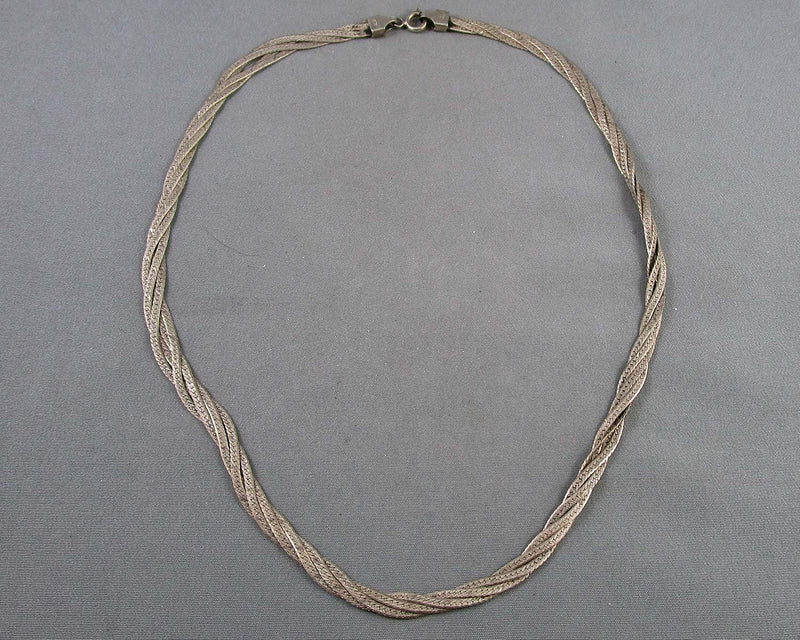 3mm Braided Herringbone Chain Sterling Silver 925 (Vintage) B047-1