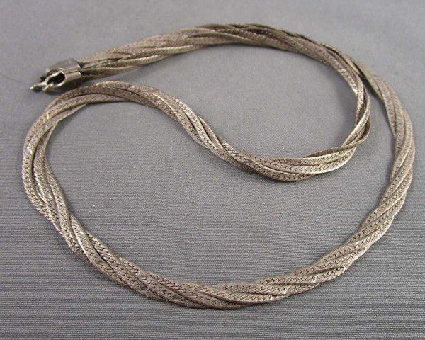 3mm Braided Herringbone Chain Sterling Silver 925 (Vintage) B047-1