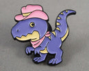 Purple Dinosaur with Pink Cowboy Hat Enamel Pin 1pc BIN 51