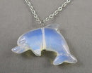 Opalite Dolphin Pendant Necklace (Vintage) H082-22