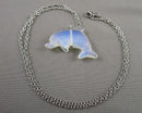 Opalite Dolphin Pendant Necklace (Vintage) H082-22