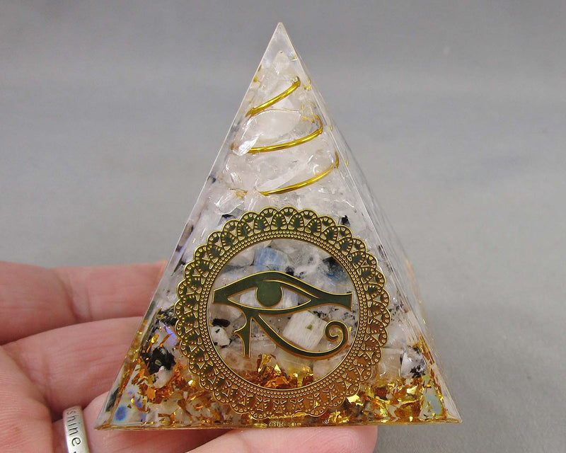 Rainbow Moonstone Orgonite Pyramid 1pc H059