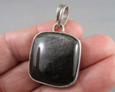 Silver Sheen Obsidian Pendant 925 Sterling Silver Vintage H084-1