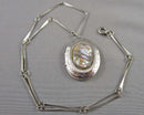 Abalone Shell Locket Pendant Necklace (Vintage) H084-4