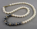 Hematite & Faux Pearl Necklace (Vintage) H084-5