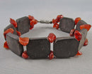 Carnelian & Coconut Shell Bracelet (Vintage) H084-8