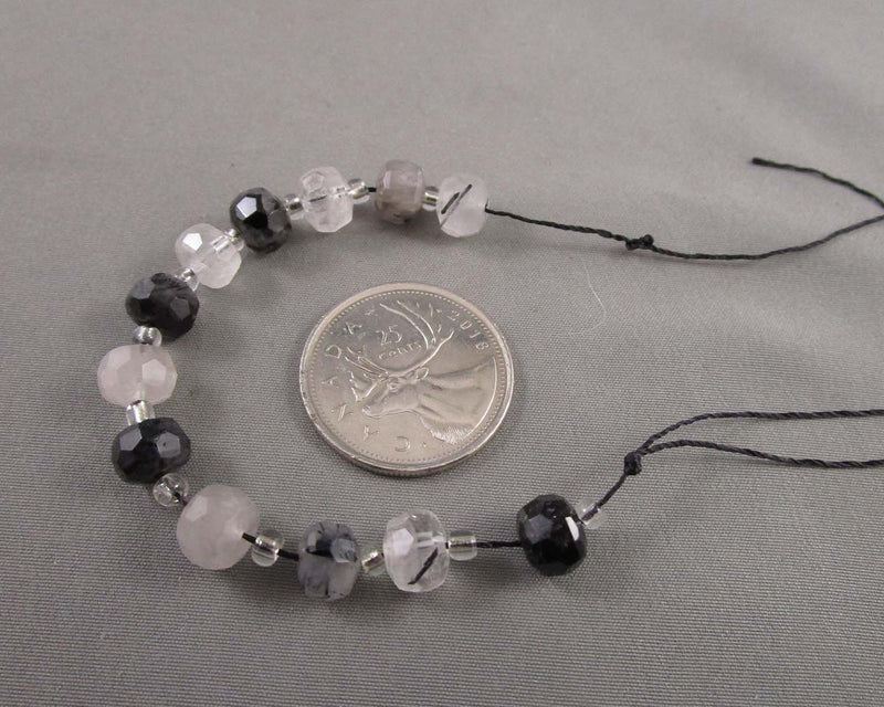 Premium Tourmaline in Quartz Faceted Rondell Beads (C423)