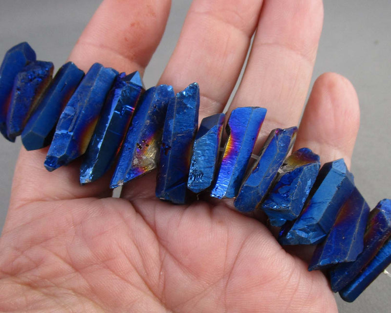 Blue Flame Aura Quartz Crystal Points (C111)