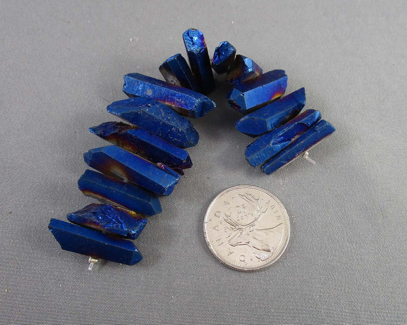 Blue Flame Aura Quartz Crystal Points (C111)