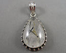 Black Tourmaline in Quartz Pendant 925 Sterling Silver H085-13
