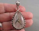 Black Tourmaline in Quartz Pendant 925 Sterling Silver H085-13