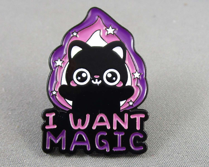 "I Want Magic" Black Cat Enamel Pin 1pc (BIN 15)