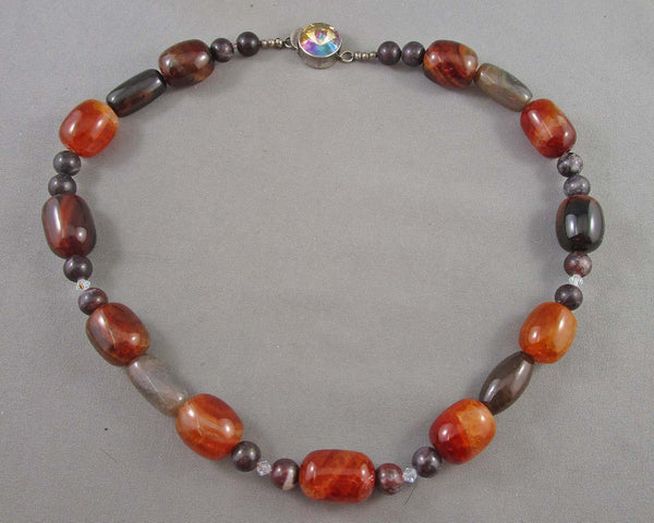 Carnelian Gemstone Necklace (925 Sterling Silver) 1pc H065-15